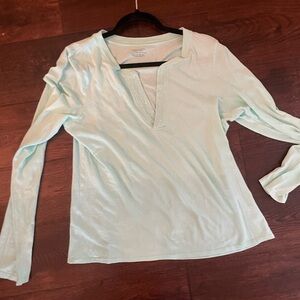 American Eagle Outfitters light green long sleeve top with embellished neckline